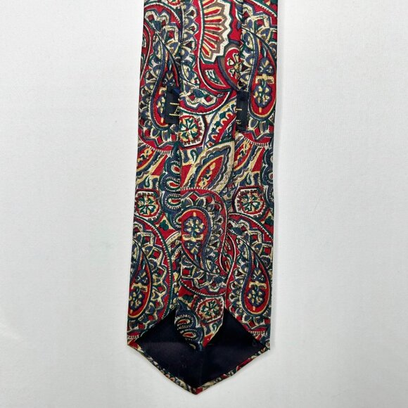 Silk Accents Men’s Neck Tie 4” Maroon Blue Beige Paisley 100% Silk Necktie USA - Picture 5 of 10